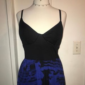 Black and royal blue asymmetrical dress